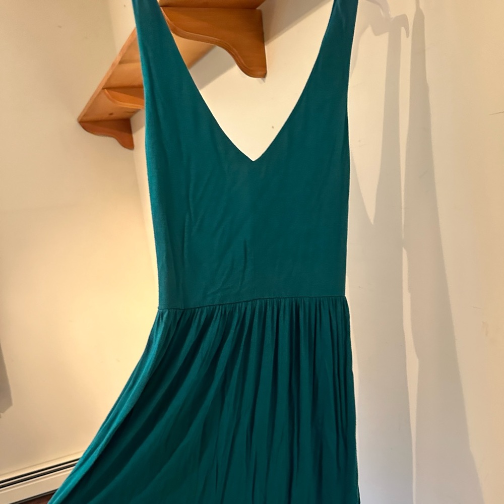 LOFT women’s size medium midi length teal sundress criss-cross back, flowy skirt